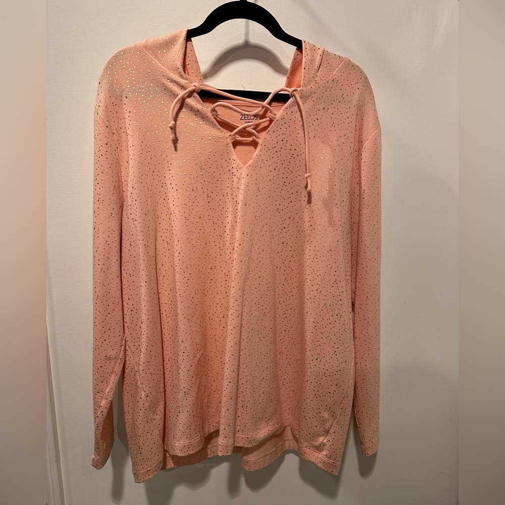 ZELOS Women's Peach Sparkle Hoodie